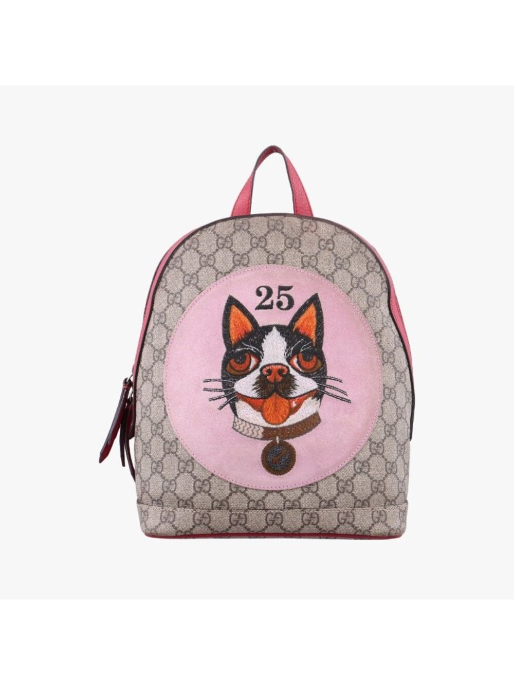 Gucci GG Supreme Bosco Dog Print Beige Multicolor Leather Backpack